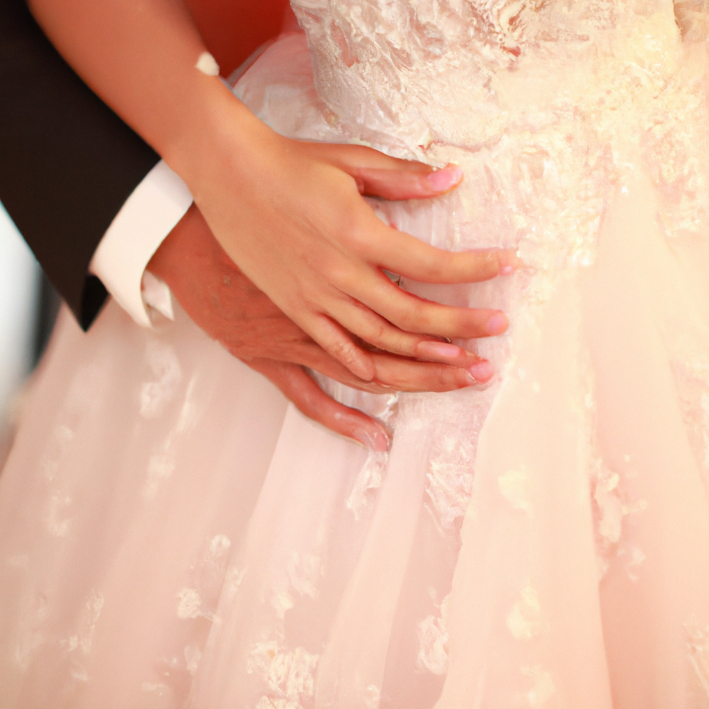 밝은 화이트룸에서의 웨딩 커플