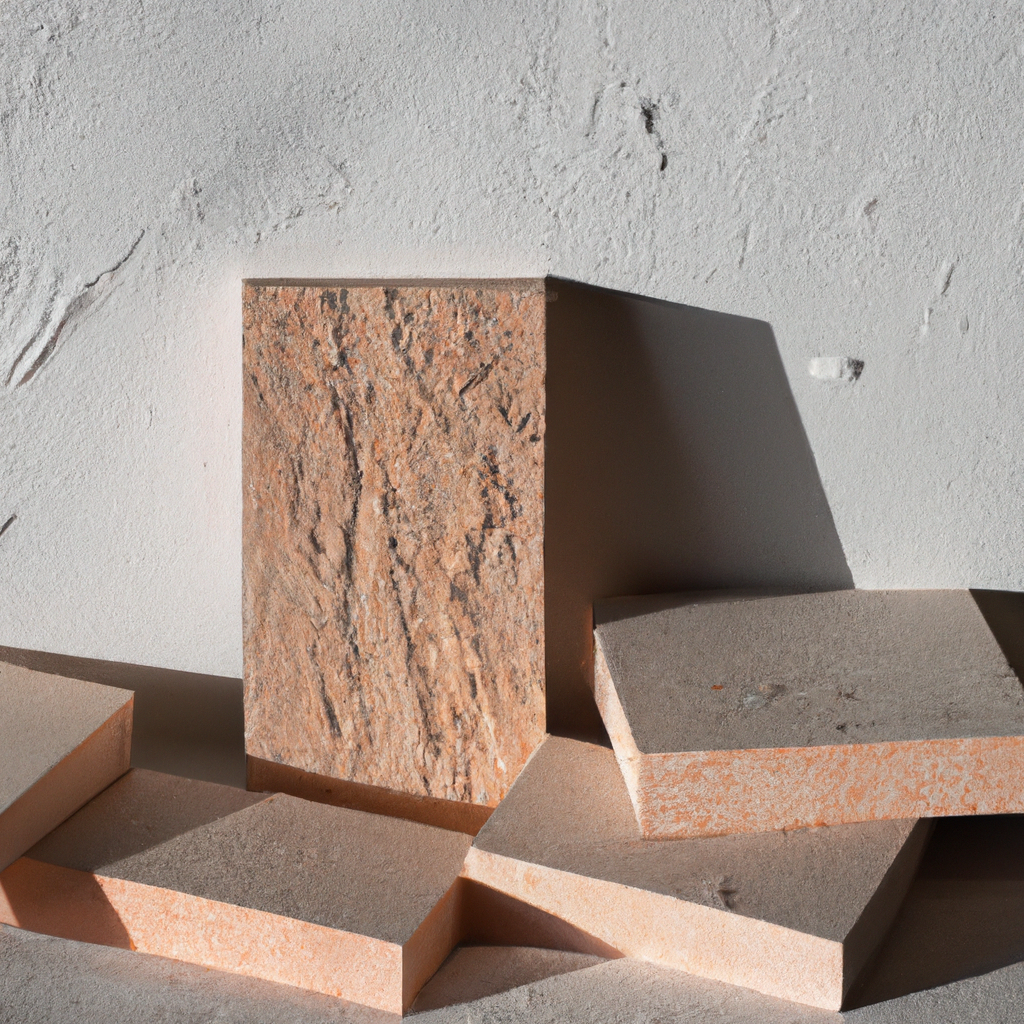 우드 소품과 캔버스 백드롭의 미니멀 세트